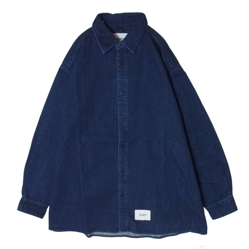 WTAPS ダブルタップス 21AW 212WVDT-SHM05 LS COTTON DENIM ボタンダウン デニム 長袖シャツ インディゴブルー系 L【新古品】【未使用】【中古】
