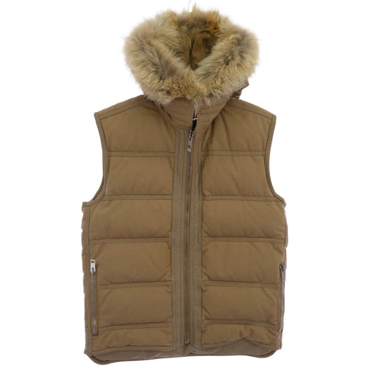 DIOR HOMME ディオールオム 04AW 4HH1042893 エディ期 レザー切替 ファーフード ダウン ベスト ベージュ系 50【中古】