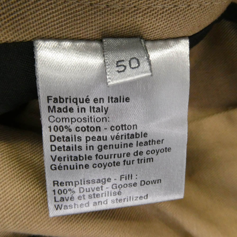 DIOR HOMME ディオールオム 04AW 4HH1042893 エディ期 レザー切替 ファーフード ダウン ベスト ベージュ系 50【中古】