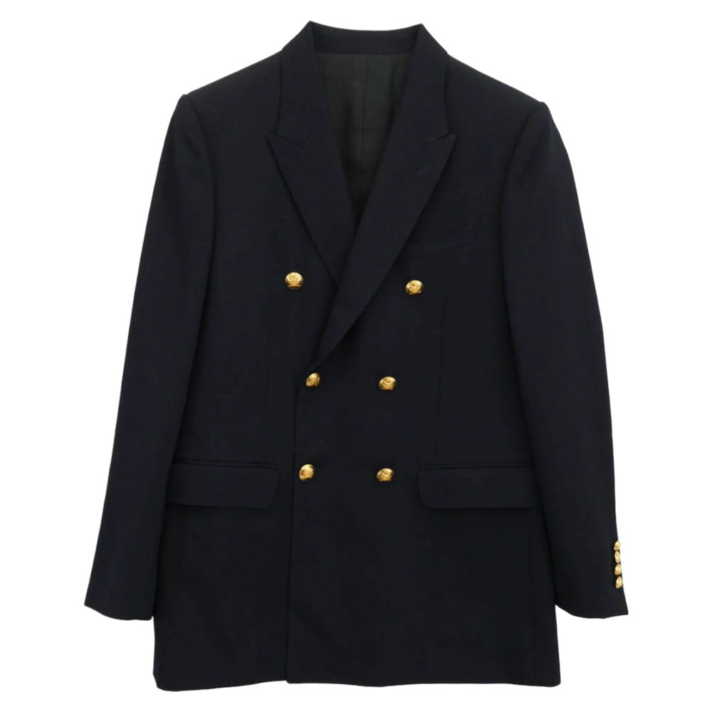 CELINE セリーヌ 20SS 2V047092D エディ期 Classic Jacket In Diagonal Wool ダイアゴナルウール クラシック ジャケット ダブルブレスト ブレザー ネイビー系 52【極上美品】【中古】