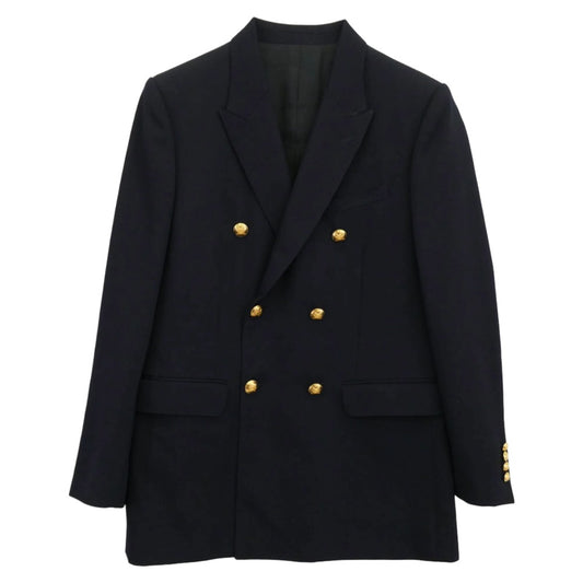 CELINE セリーヌ 20SS 2V047092D エディ期 Classic Jacket In Diagonal Wool ダイアゴナルウール クラシック ジャケット ダブルブレスト ブレザー ネイビー系 52【極上美品】【中古】