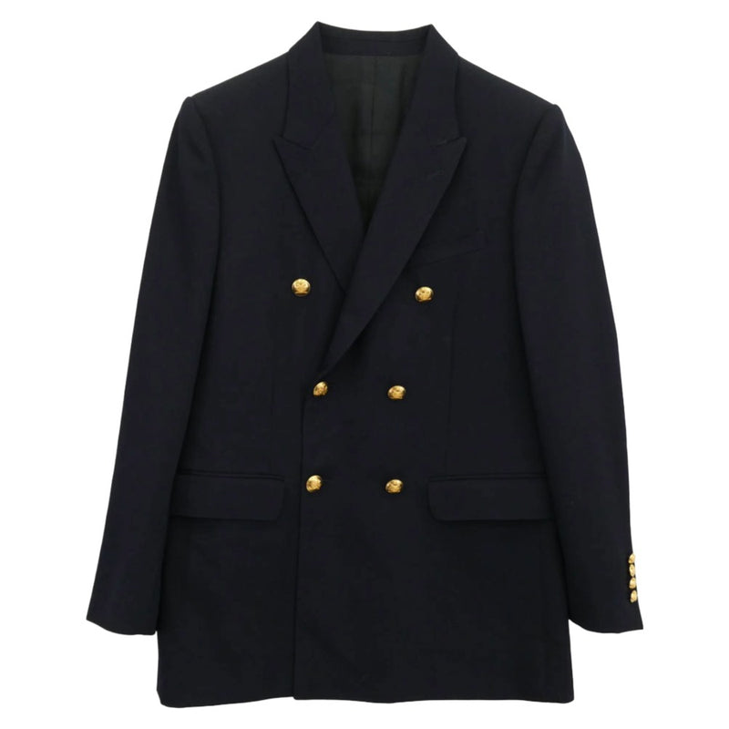 CELINE セリーヌ 20SS 2V047092D エディ期 Classic Jacket In Diagonal Wool ダイアゴナルウール クラシック ジャケット ダブルブレスト ブレザー ネイビー系 52【極上美品】【中古】