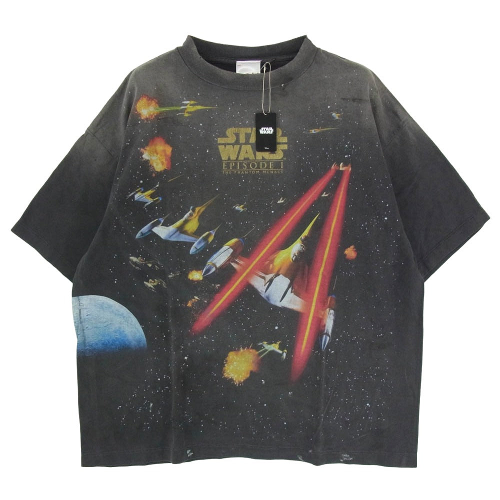 SAINT MICHAEL セントマイケル 25SS SM-HR8-0000-C62 × STAR WARS S/S TEE STAR WARS スターウォーズ プリント 半袖 Tシャツ カットソー ブラック系 XL【美品】【中古】