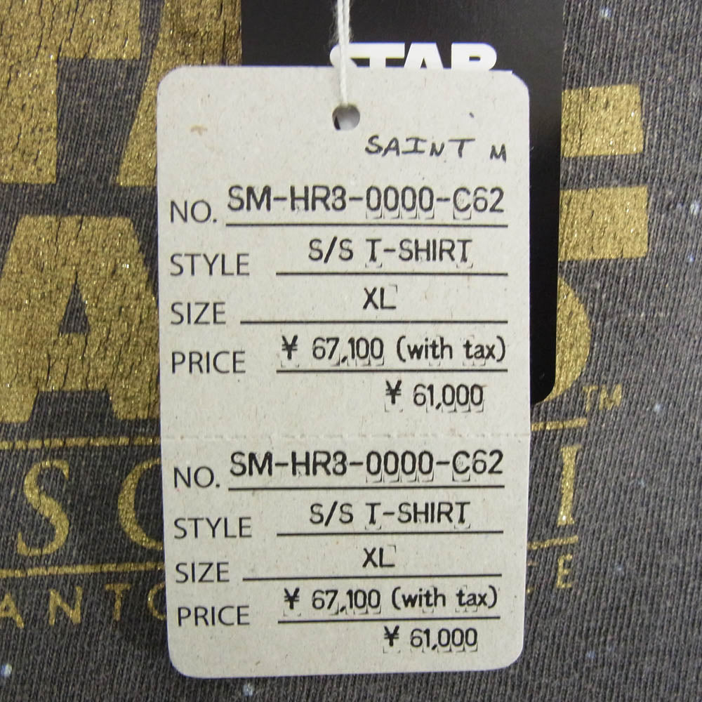 SAINT MICHAEL セントマイケル 25SS SM-HR8-0000-C62 × STAR WARS S/S TEE STAR WARS スターウォーズ プリント 半袖 Tシャツ カットソー ブラック系 XL【美品】【中古】