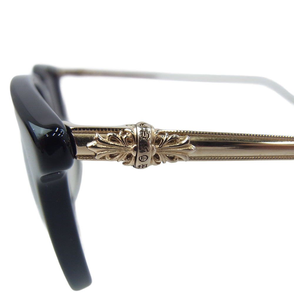 CHROME HEARTS クロムハーツ（原本無） PLUCK メタルフレーム ウェリントン 眼鏡 サングラス アイウェア 49□20-145 レザーケース付 ブラック系 49□20-145【中古】