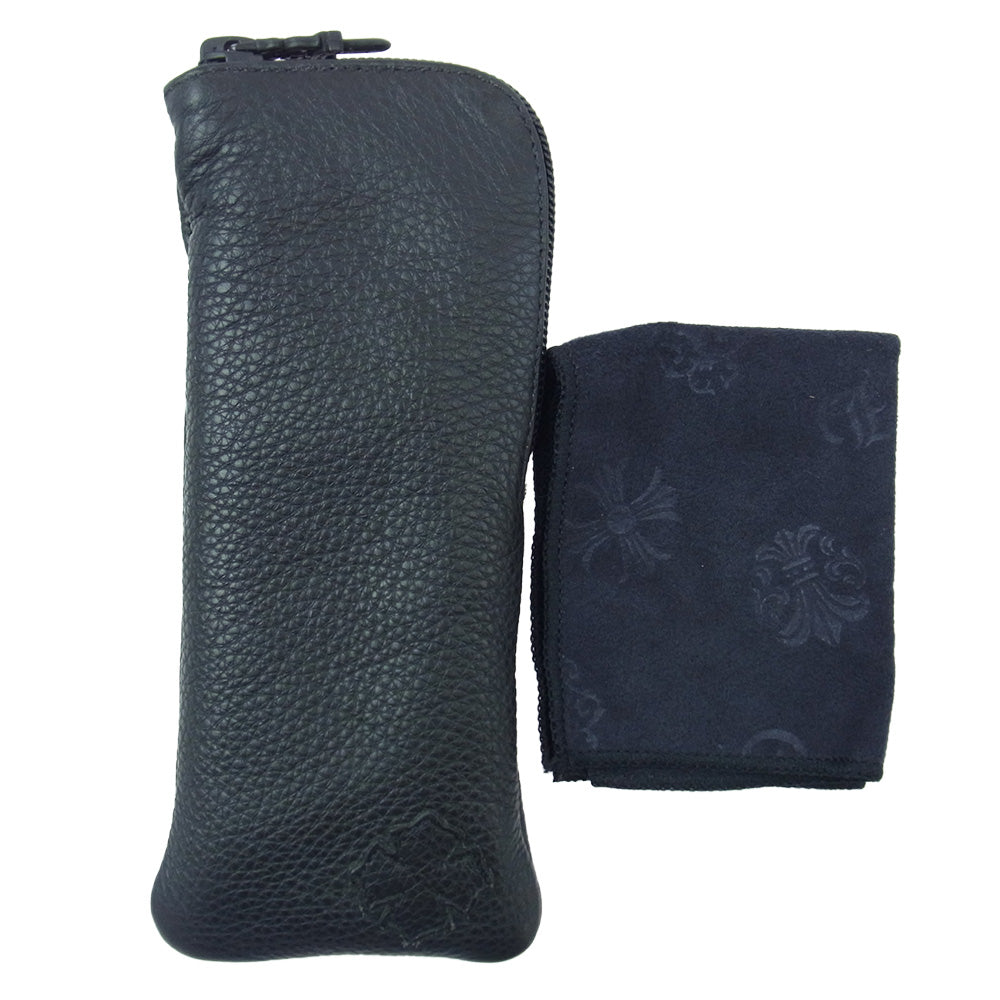 CHROME HEARTS クロムハーツ（原本無） PLUCK メタルフレーム ウェリントン 眼鏡 サングラス アイウェア 49□20-145 レザーケース付 ブラック系 49□20-145【中古】
