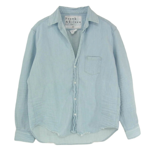 Frank&Eileen フランクアンドアイリーン 9910700156 STONEWASHED SHIRT ストーンウォッシュド コットン 長袖 シャツ ライトブルー系 XXS【中古】
