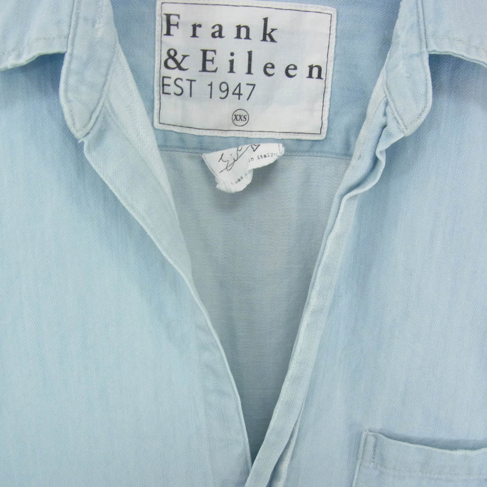 Frank&Eileen フランクアンドアイリーン 9910700156 STONEWASHED SHIRT ストーンウォッシュド コットン 長袖 シャツ ライトブルー系 XXS【中古】