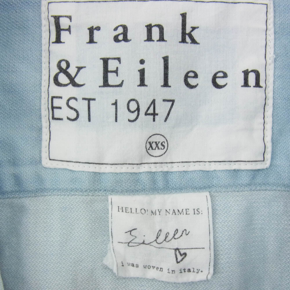 Frank&Eileen フランクアンドアイリーン 9910700156 STONEWASHED SHIRT ストーンウォッシュド コットン 長袖 シャツ ライトブルー系 XXS【中古】