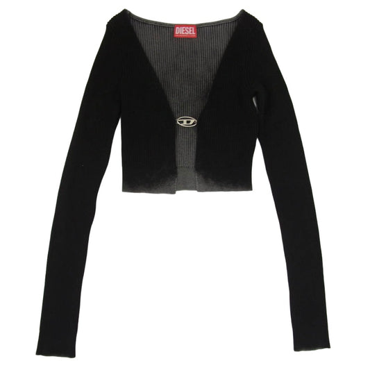 DIESEL ディーゼル A14846 M-LATINA オーバルD ロゴ フック カーディガン ブラック系 XS【中古】