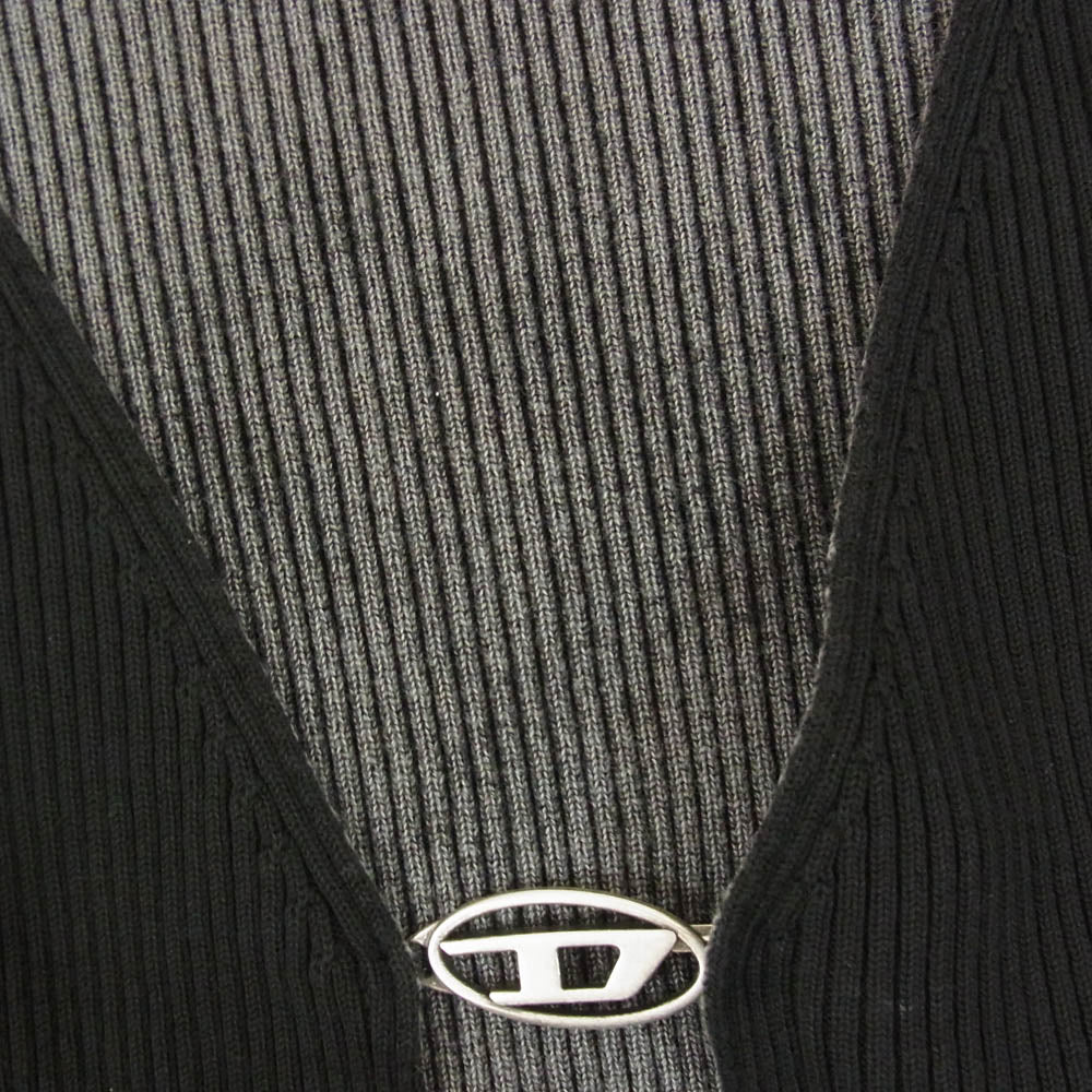 DIESEL ディーゼル A14846 M-LATINA オーバルD ロゴ フック カーディガン ブラック系 XS【中古】