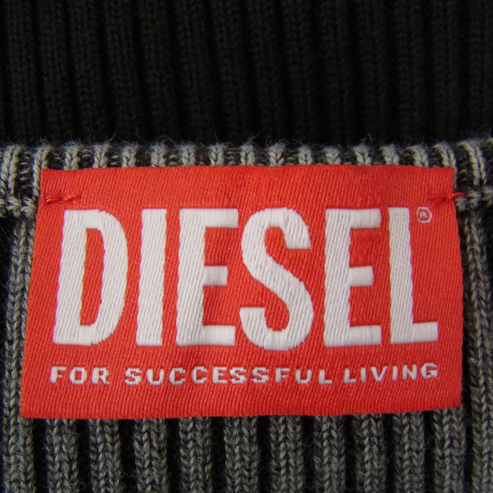 DIESEL ディーゼル A14846 M-LATINA オーバルD ロゴ フック カーディガン ブラック系 XS【中古】