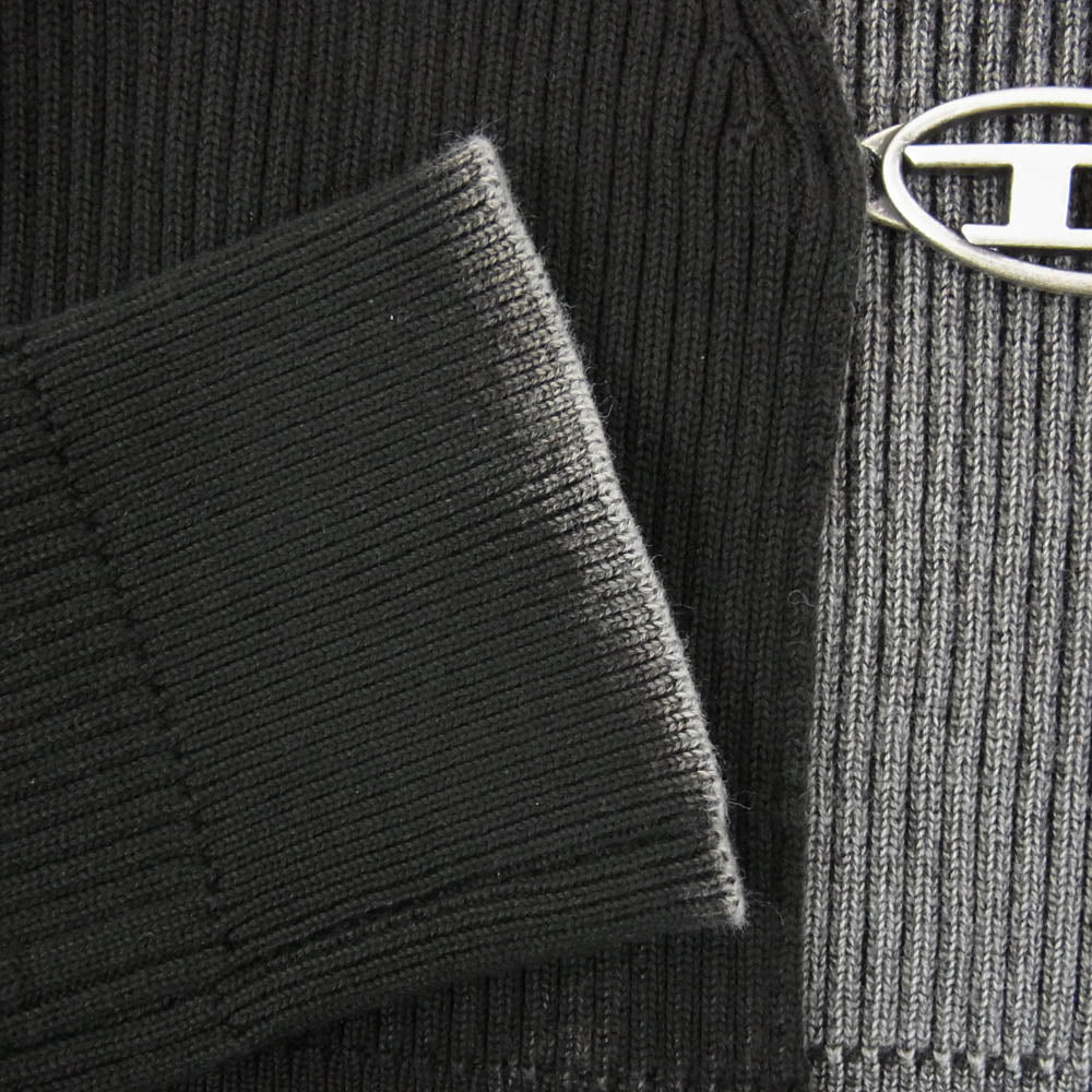 DIESEL ディーゼル A14846 M-LATINA オーバルD ロゴ フック カーディガン ブラック系 XS【中古】