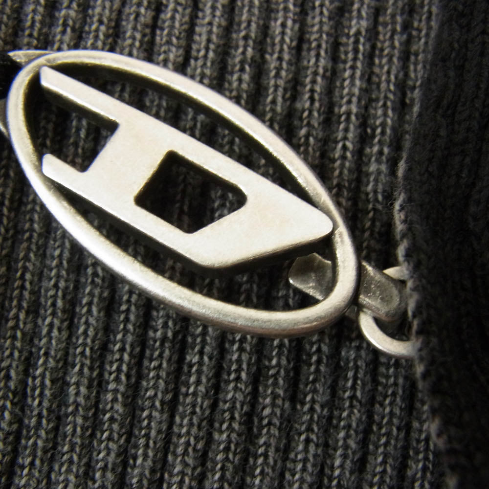 DIESEL ディーゼル A14846 M-LATINA オーバルD ロゴ フック カーディガン ブラック系 XS【中古】