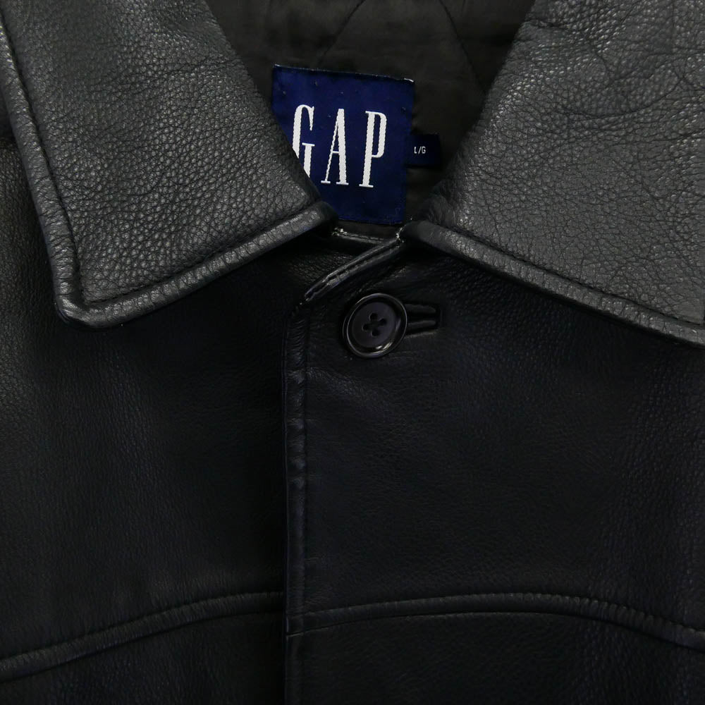 GAP ギャップ OLD オールド 内側キルティング レザー コート ジャケット ブラック系 L【中古】