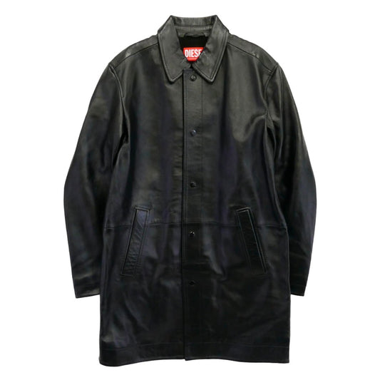 DIESEL ディーゼル A14125 24-25AW グレンマーティンス期 L-CORDIER ラムレザー ステンカラー コート ブラック系 50【中古】