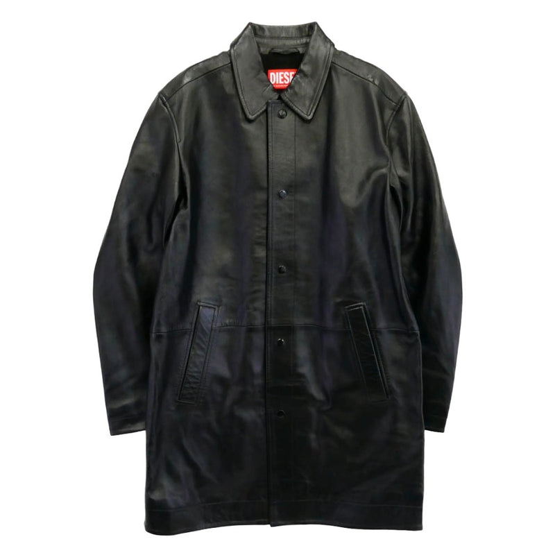 DIESEL ディーゼル A14125 24-25AW グレンマーティンス期 L-CORDIER ラムレザー ステンカラー コート ブラック系 50【中古】