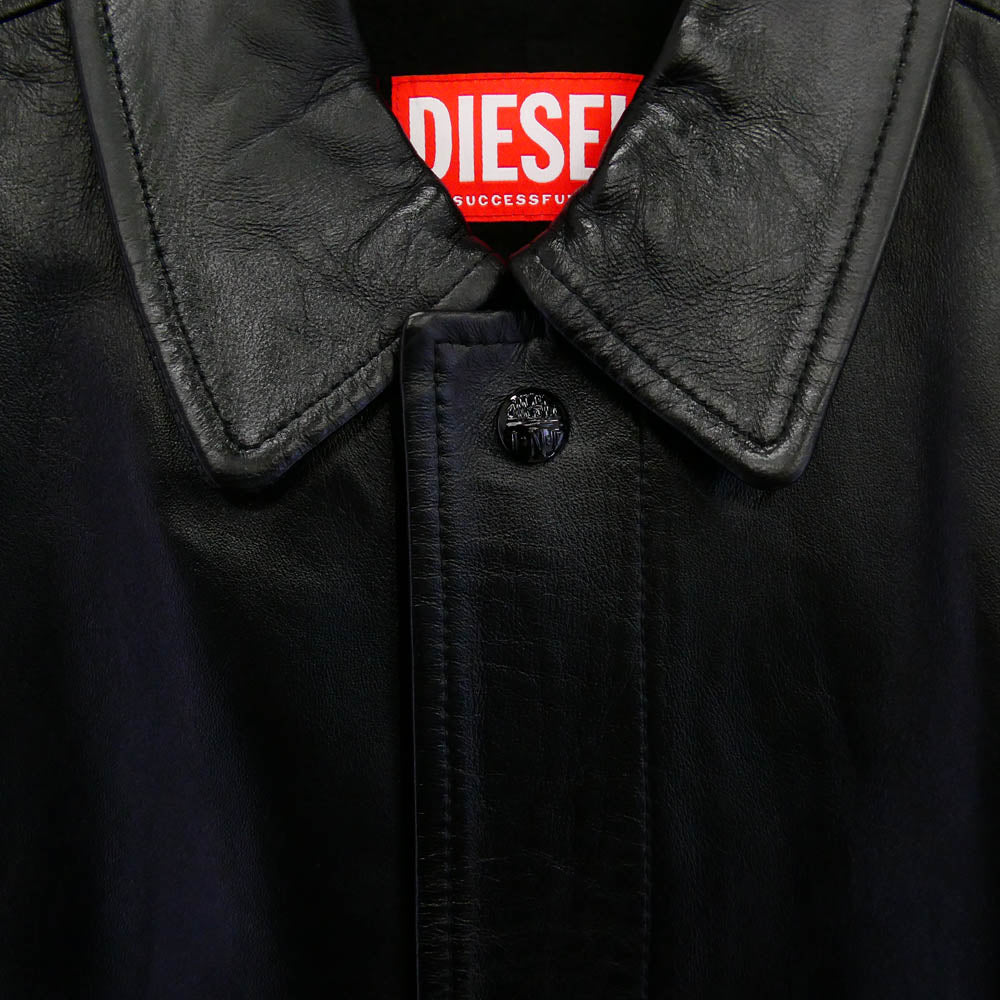 DIESEL ディーゼル A14125 24-25AW グレンマーティンス期 L-CORDIER ラムレザー ステンカラー コート ブラック系 50【中古】