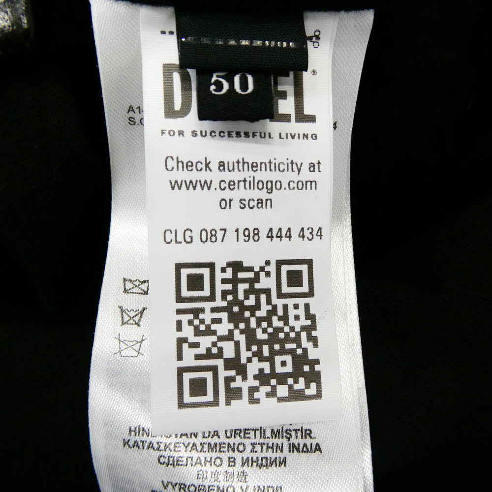 DIESEL ディーゼル A14125 24-25AW グレンマーティンス期 L-CORDIER ラムレザー ステンカラー コート ブラック系 50【中古】