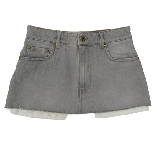 MIUMIU ミュウミュウ FWD278 S231 24年モデル ロゴ デニム ミニ スカート グレー系 36【中古】