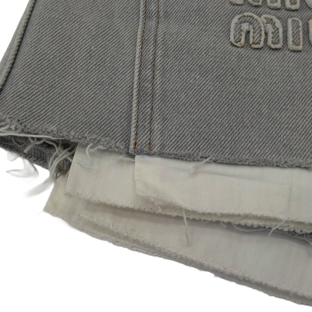 MIUMIU ミュウミュウ FWD278 S231 24年モデル ロゴ デニム ミニ スカート グレー系 36【中古】