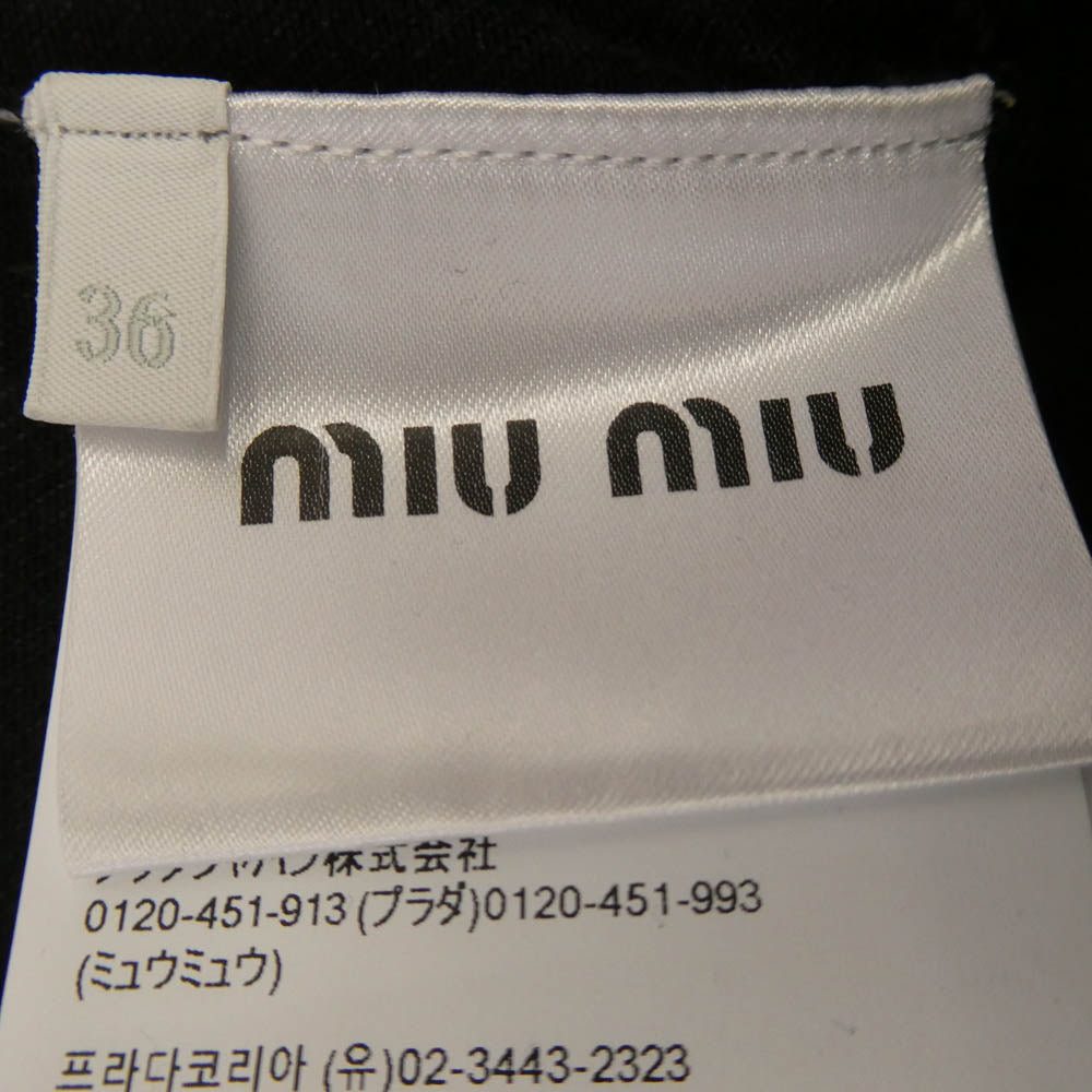 MIUMIU ミュウミュウ GWB148 S000 24年モデル カットオフ加工 ロゴ クロップド デニム ブルゾン ジャケット ブラック系 36【中古】