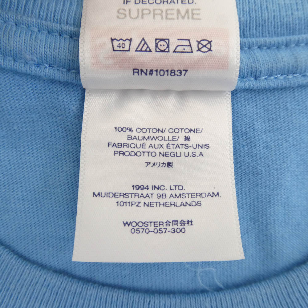 Supreme シュプリーム 24SS Pinline Tee Bright Blue ピンライン Tシャツ ブライト ブルー ライトブルー系 M【中古】