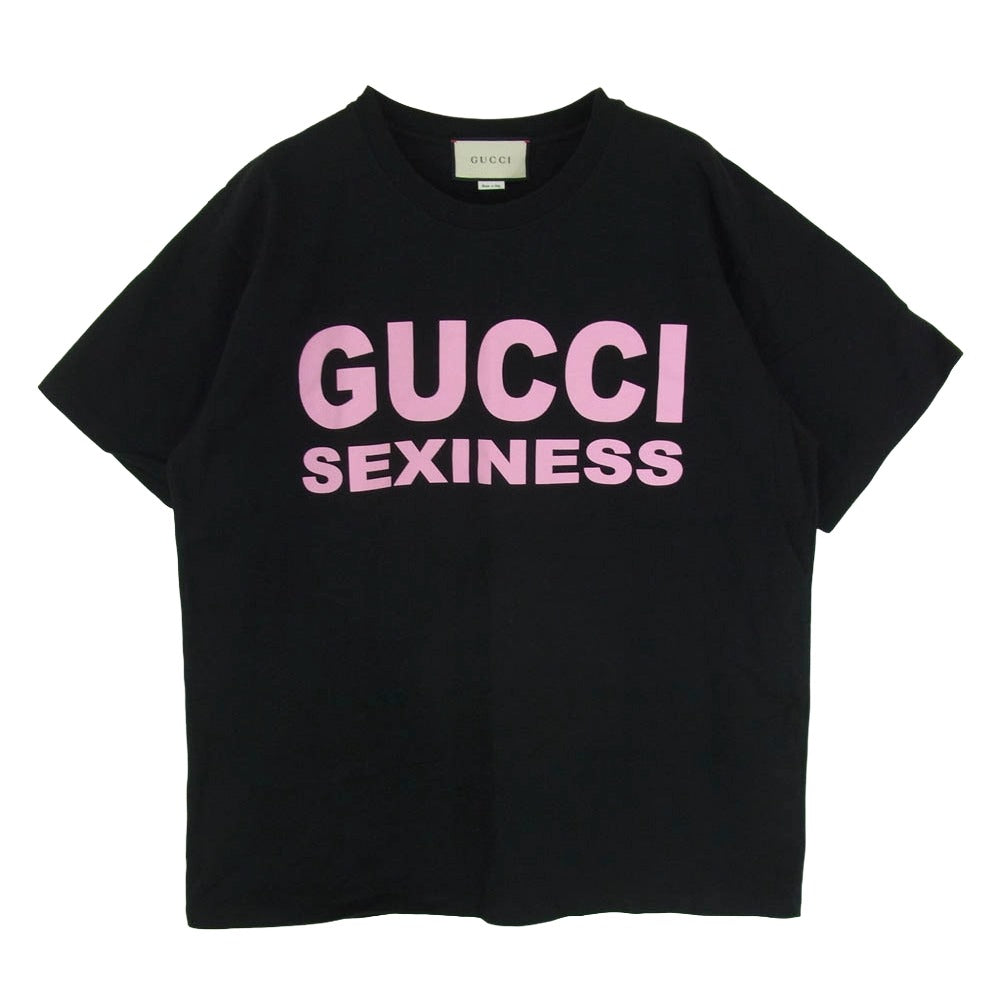GUCCI グッチ 20SS 616036 XJCK1 SEXINESS TEE ロゴプリント 半袖 Tシャツ ブラック系 L【中古】