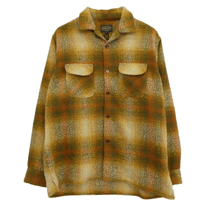 BILL WALL LEATHER ビルウォールレザー PENDLETON ペンドルトン BEAMSエクスクルーシブ シルバーボタン ループヤーン オープンカラー 長袖シャツ ブラウン系 XL【新古品】【未使用】【中古】