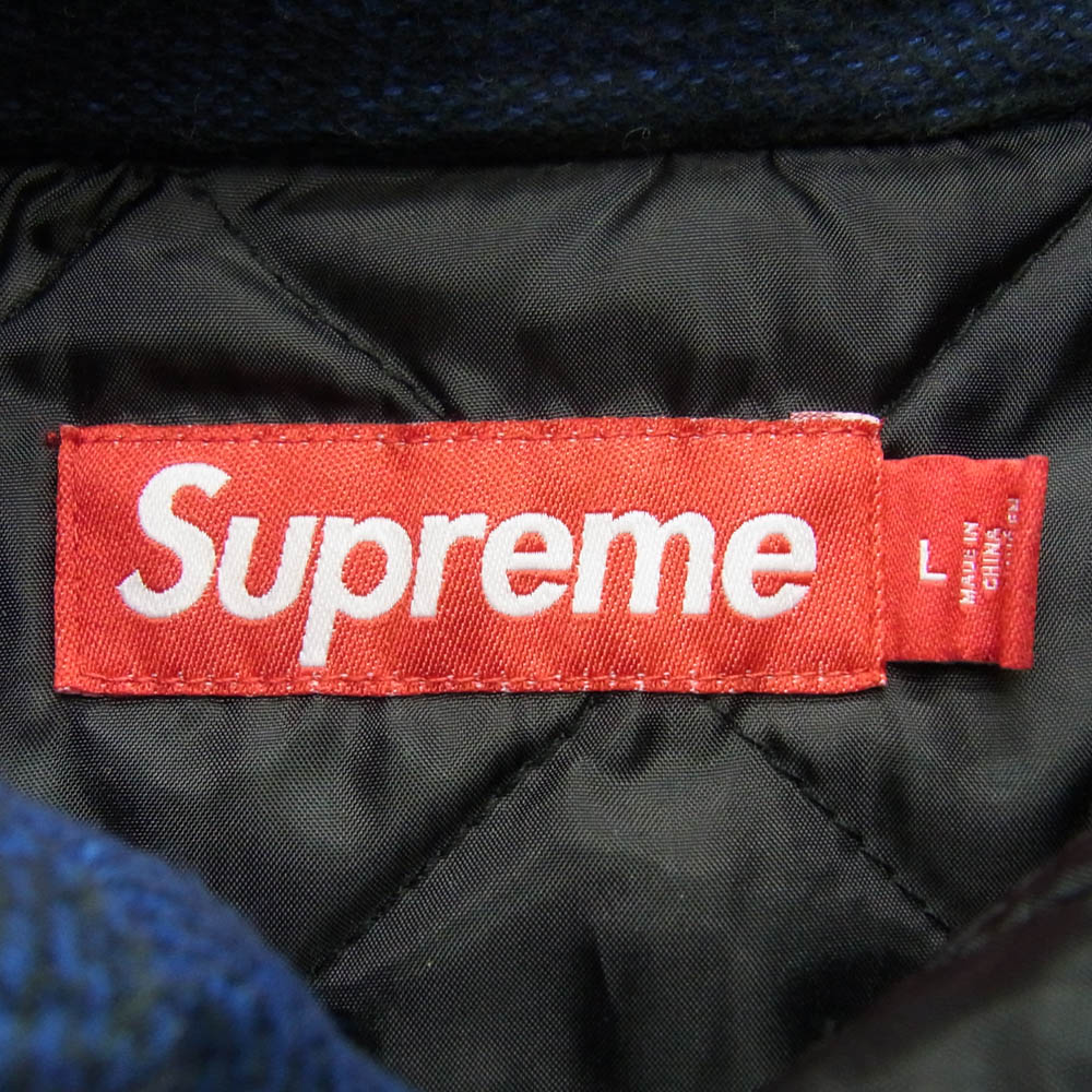 Supreme シュプリーム 25SS Quilted Lined Hooded Flannel Shirt キルティングライナー フーデッド フランネルシャツ ブルー系 ブラック系 L【中古】