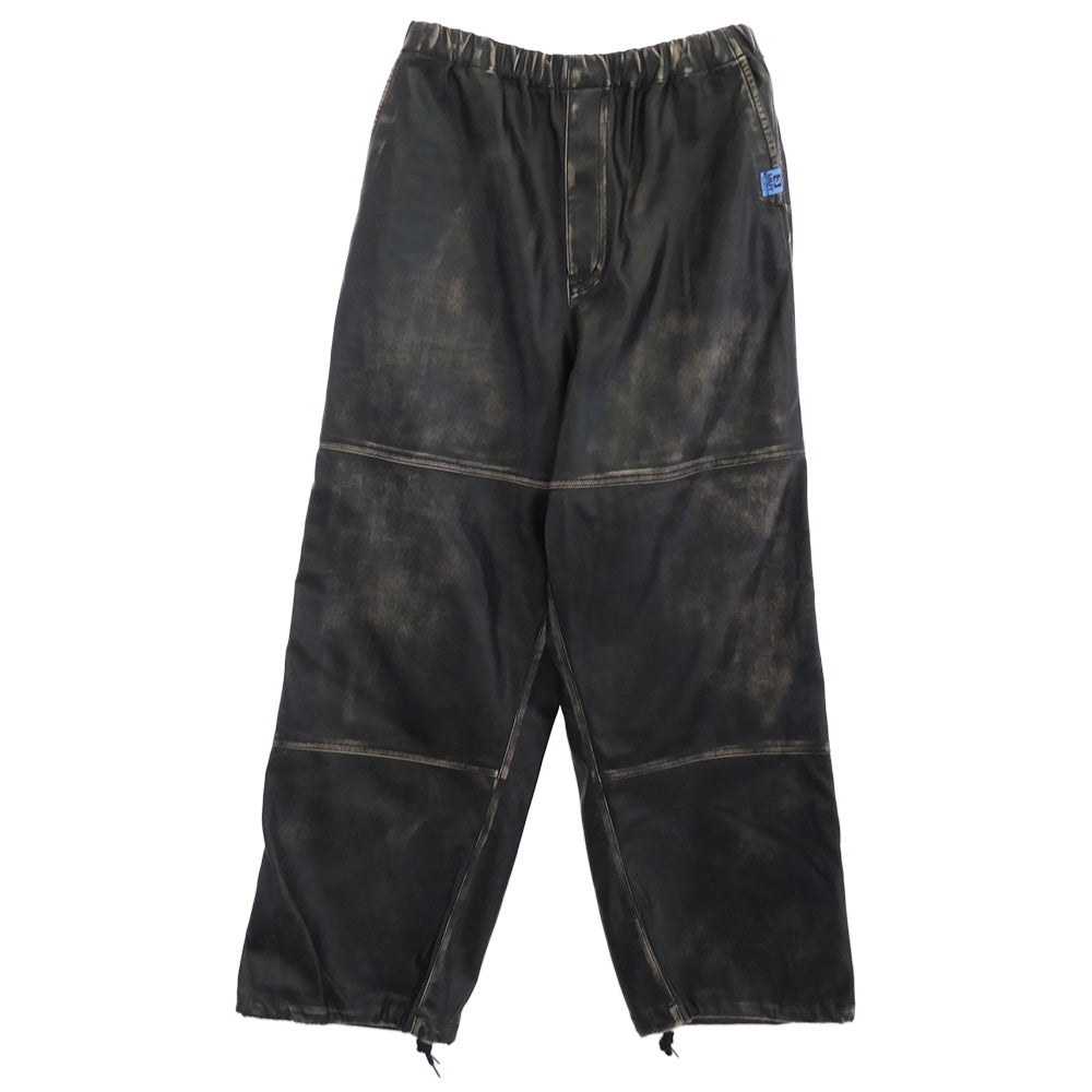 Maison MIHARA YASUHIRO メゾンミハラヤスヒロ 23AW A11PT011 Synthetic Leather Pants ヴィンテージ加工 シンセティックレザー ワイド トラック パンツ ブラック系 46【中古】