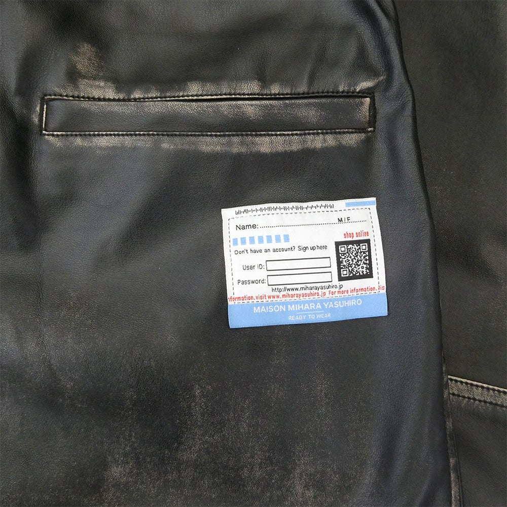 Maison MIHARA YASUHIRO メゾンミハラヤスヒロ 23AW A11PT011 Synthetic Leather Pants ヴィンテージ加工 シンセティックレザー ワイド トラック パンツ ブラック系 46【中古】