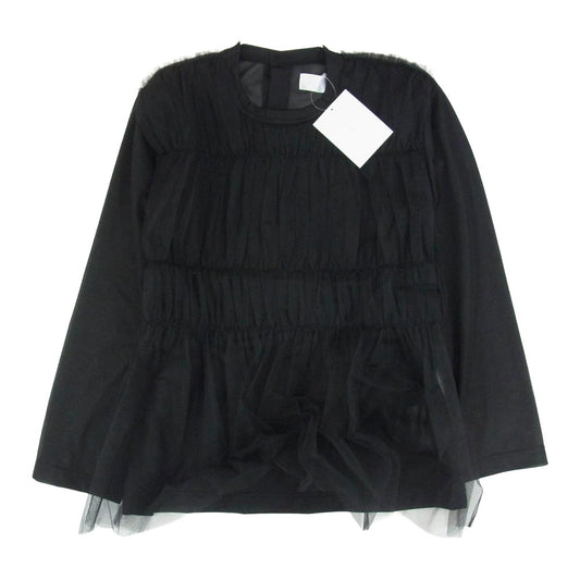 tao COMME des GARCONS タオ コムデギャルソン 25SS TO-T021-051 シアー ギャザーチュニック レイヤード 長袖 シャツ ブラック系 L【美品】【中古】
