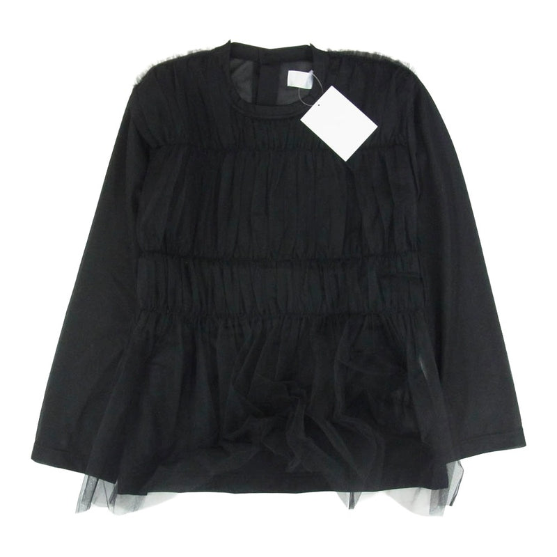 tao COMME des GARCONS タオ コムデギャルソン 25SS TO-T021-051 シアー ギャザーチュニック レイヤード 長袖 シャツ ブラック系 L【美品】【中古】