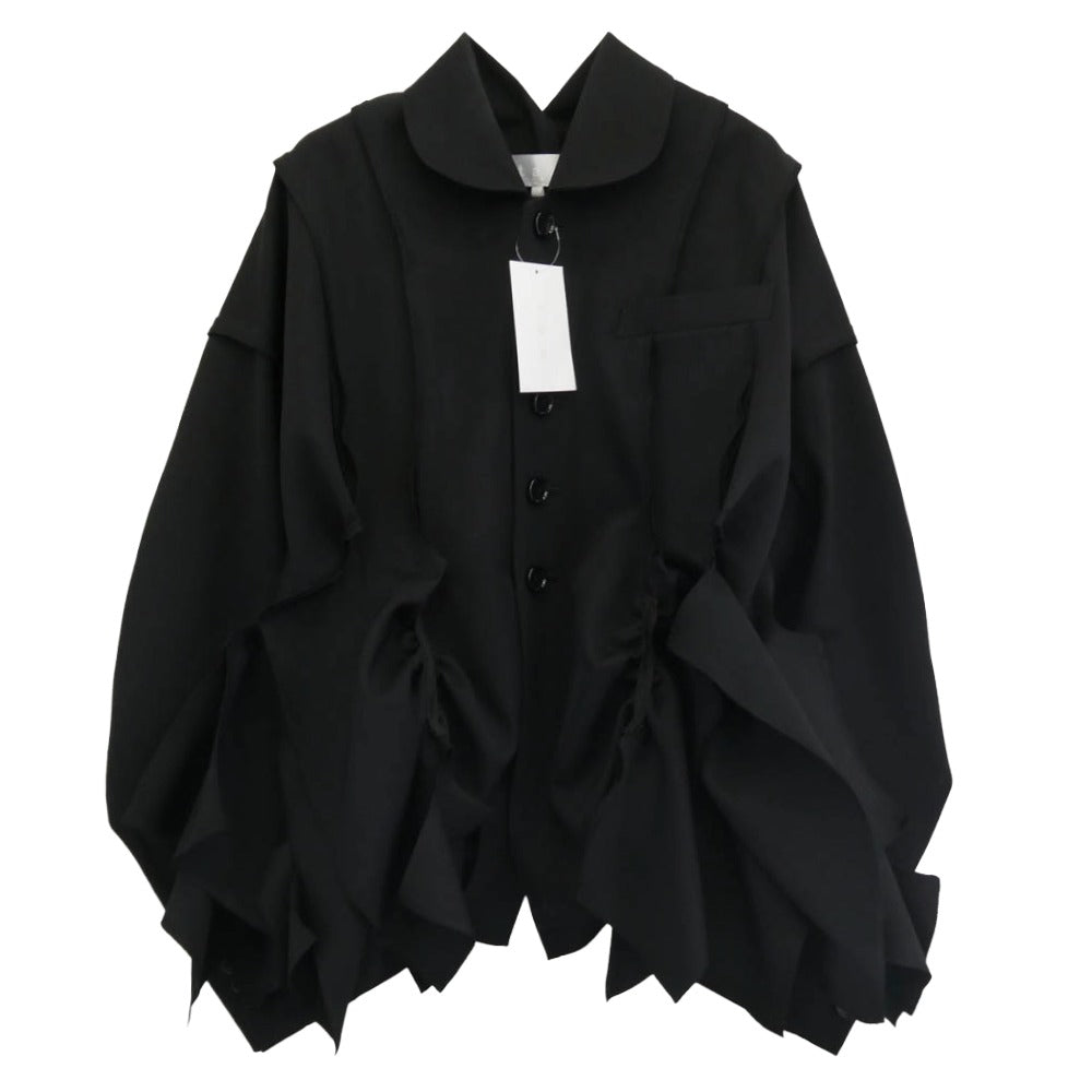 tao COMME des GARCONS タオ コムデギャルソン 24AW TN-J001-051 丸襟 変形デザイン ウールギャバジン ショート ジャケット ブラック系 M【美品】【中古】