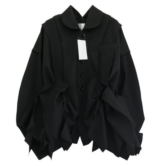 tao COMME des GARCONS タオ コムデギャルソン 24AW TN-J001-051 丸襟 変形デザイン ウールギャバジン ショート ジャケット ブラック系 M【美品】【中古】