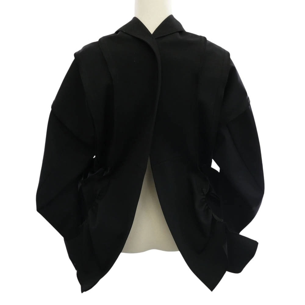 tao COMME des GARCONS タオ コムデギャルソン 24AW TN-J001-051 丸襟 変形デザイン ウールギャバジン ショート ジャケット ブラック系 M【美品】【中古】