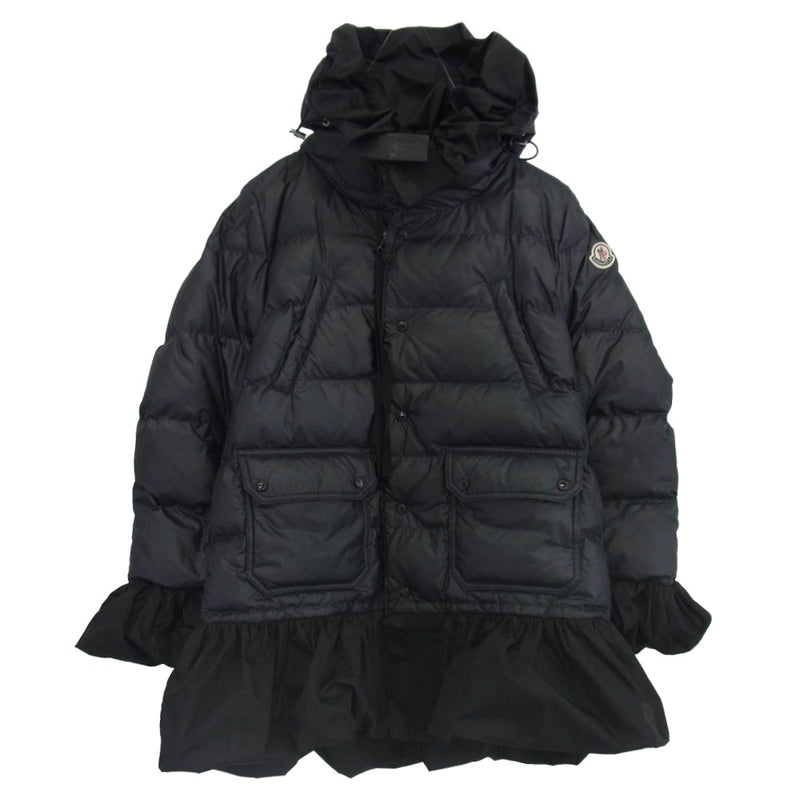 MONCLER モンクレール × SACAI サカイ SERI フリルデザイン フーデッド ダウンジャケット ブラック系【中古】