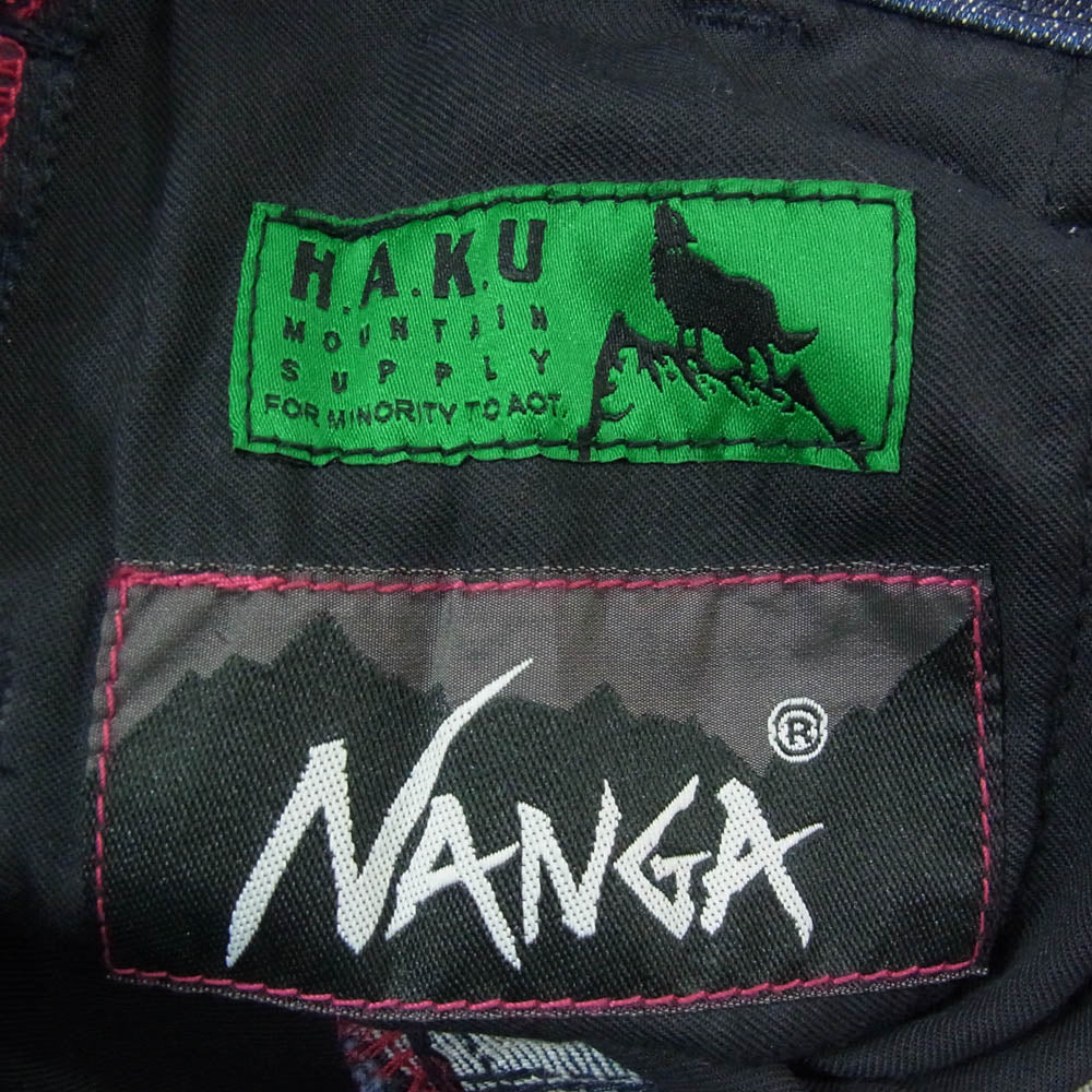 NANGA ナンガ ×H.A.K.U ハク別注 HANDSFREE CARGO カーゴ デニム パンツ インディゴブルー系 (44)S【美品】【中古】