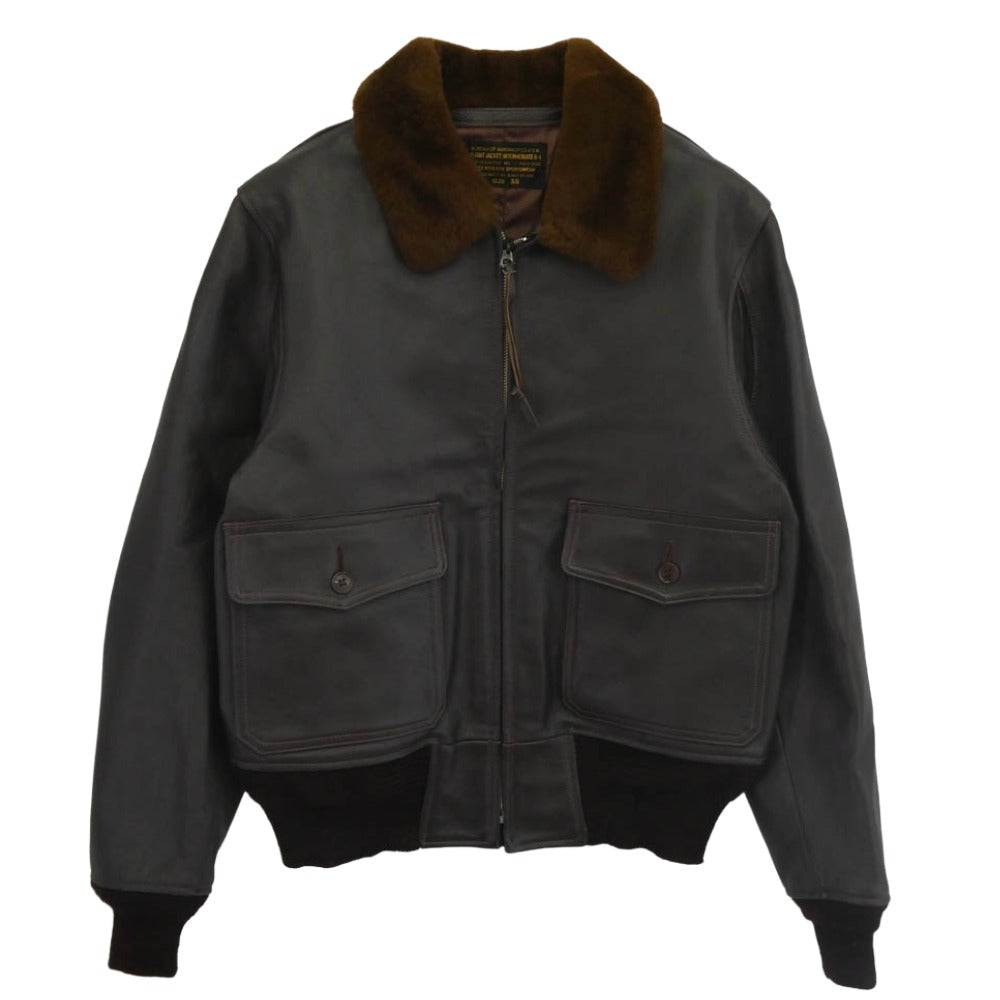 Buzz Rickson's バズリクソンズ BR80145 AERO-U.S. NAVY Type G-1 JACKET, FLYING レザー フライト ジャケット ダークブラウン系 38【中古】
