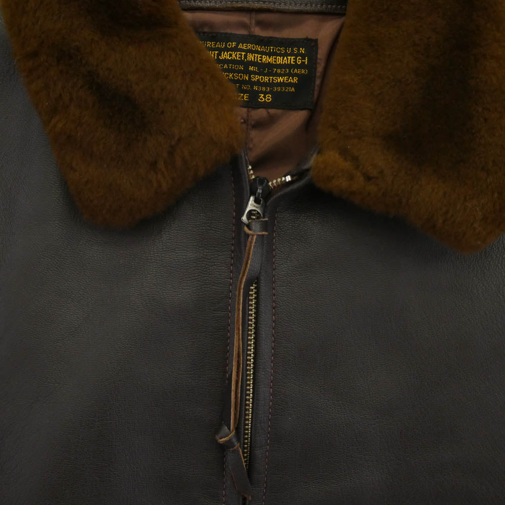 Buzz Rickson's バズリクソンズ BR80145 AERO-U.S. NAVY Type G-1 JACKET, FLYING レザー フライト ジャケット ダークブラウン系 38【中古】