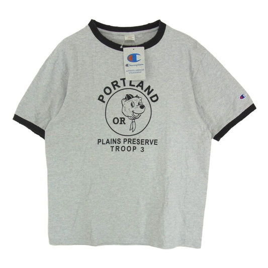 Champion チャンピオン C3-Z339 PORTLAND ポートランド プリント ショートスリーブ リンガー 半袖 Tシャツ グレー系 L【中古】