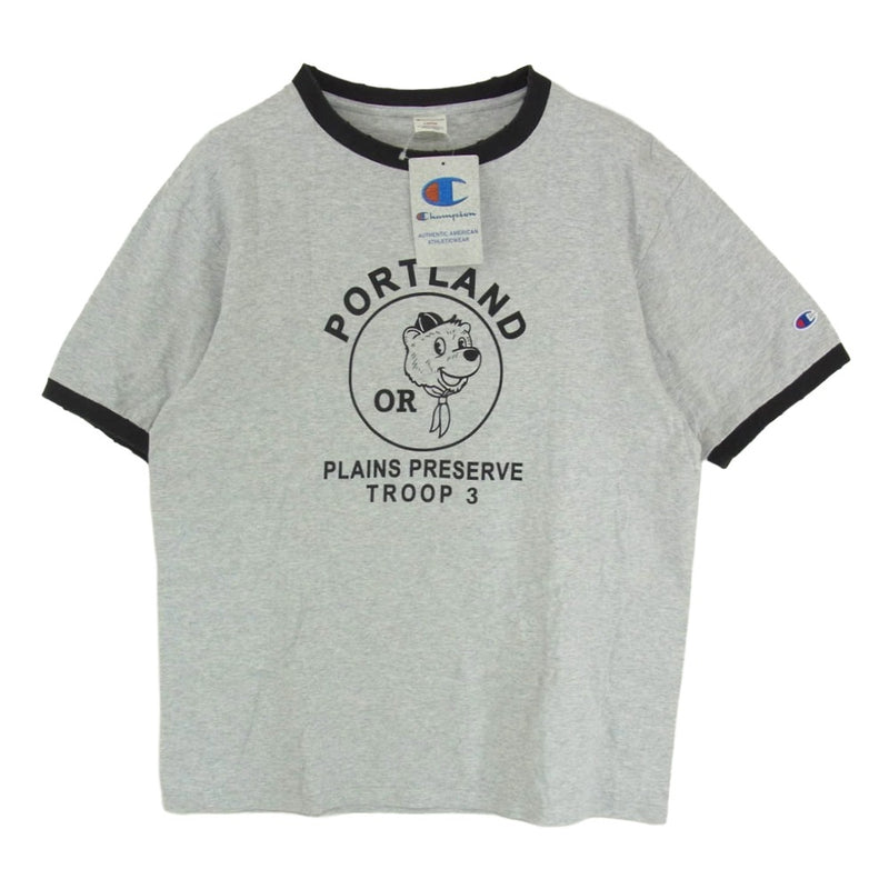 Champion チャンピオン C3-Z339 PORTLAND ポートランド プリント ショートスリーブ リンガー 半袖 Tシャツ グレー系 L【中古】