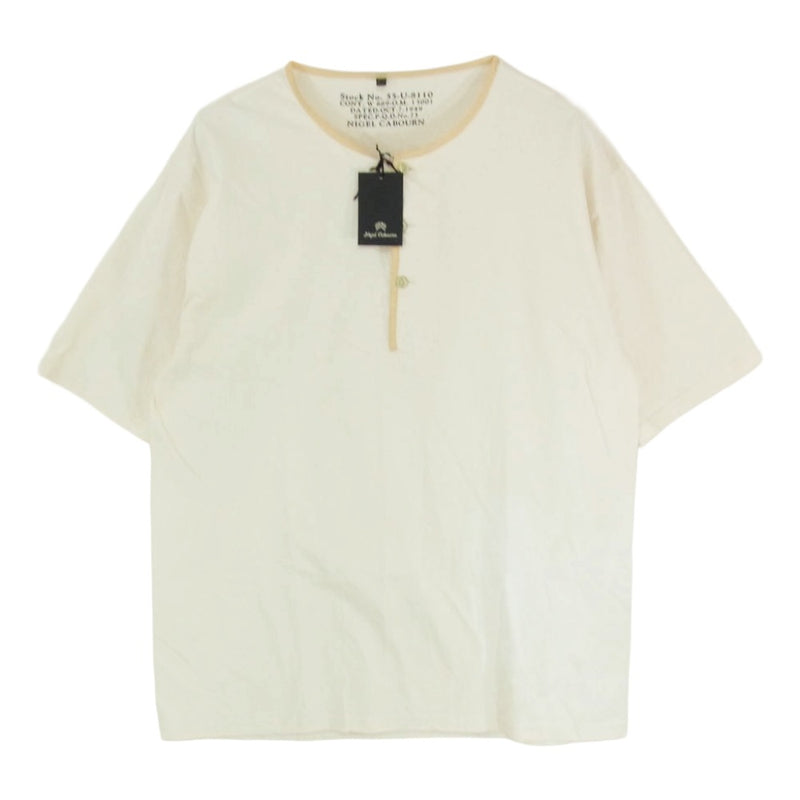 Nigel Cabourn ナイジェルケーボン 8050-00-21025 50s HENLEY NECK SHIRT ヘンリーネック 半袖 Tシャツ カットソー ベージュ系 48【中古】