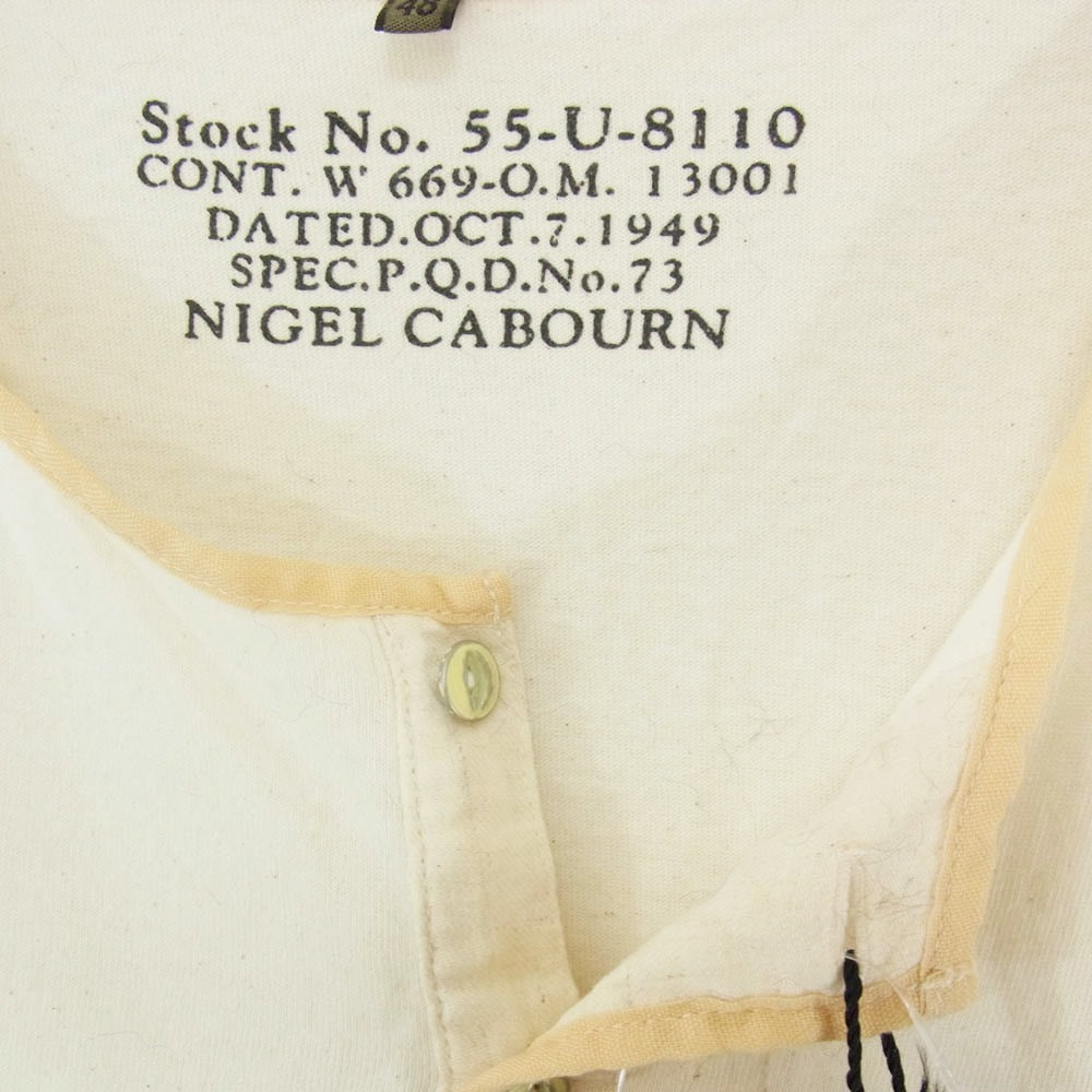 Nigel Cabourn ナイジェルケーボン 8050-00-21025 50s HENLEY NECK SHIRT ヘンリーネック 半袖 Tシャツ カットソー ベージュ系 48【中古】