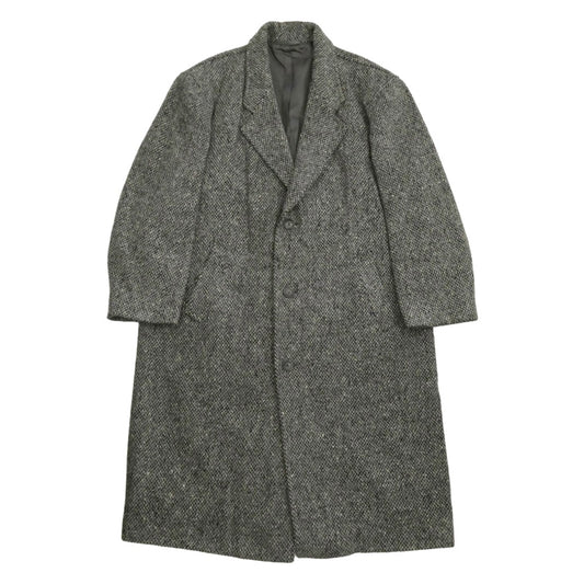 HUGO BOSS ヒューゴボス ウール ツイード チェスターコート ブラック系 グレー系 48【中古】
