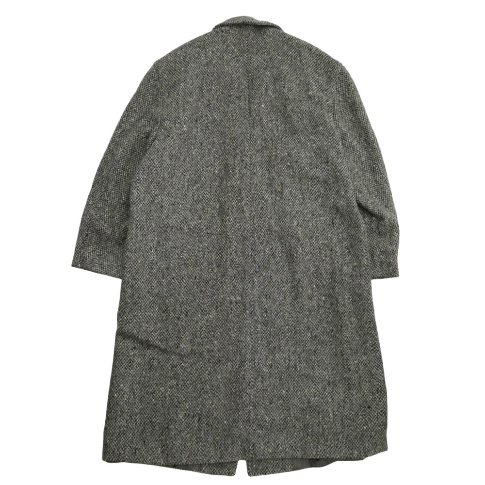 HUGO BOSS ヒューゴボス ウール ツイード チェスターコート ブラック系 グレー系 48【中古】
