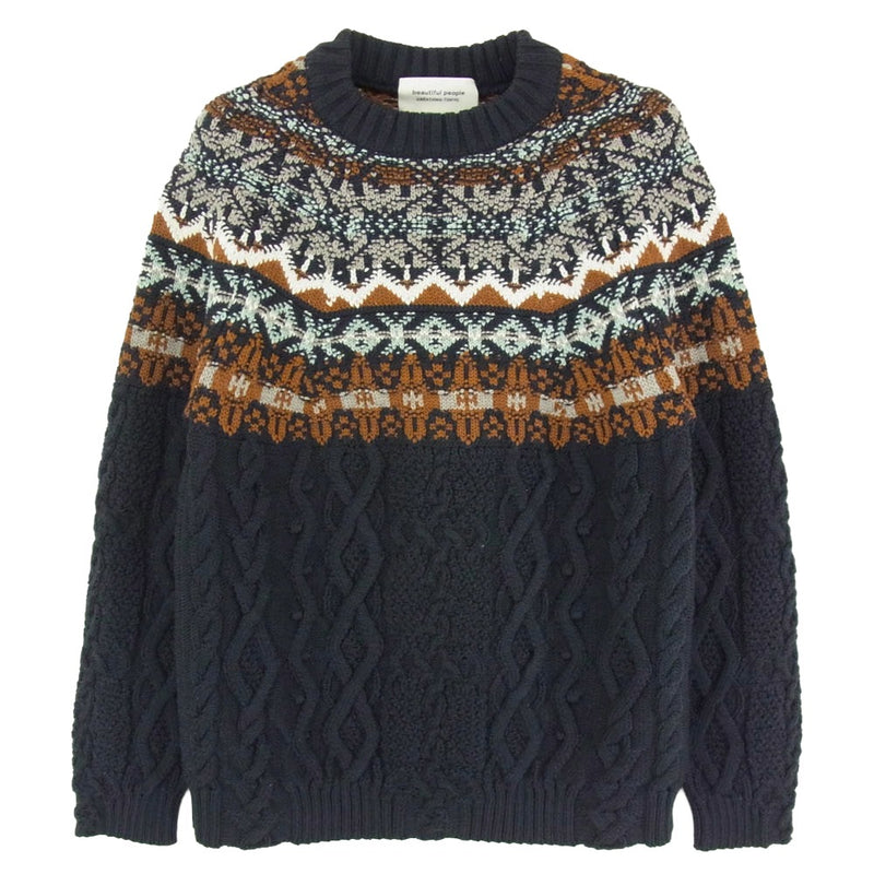 beautiful people ビューティフルピープル ノルディック ニット セーター ネイビー系 サイズ表記無【中古】