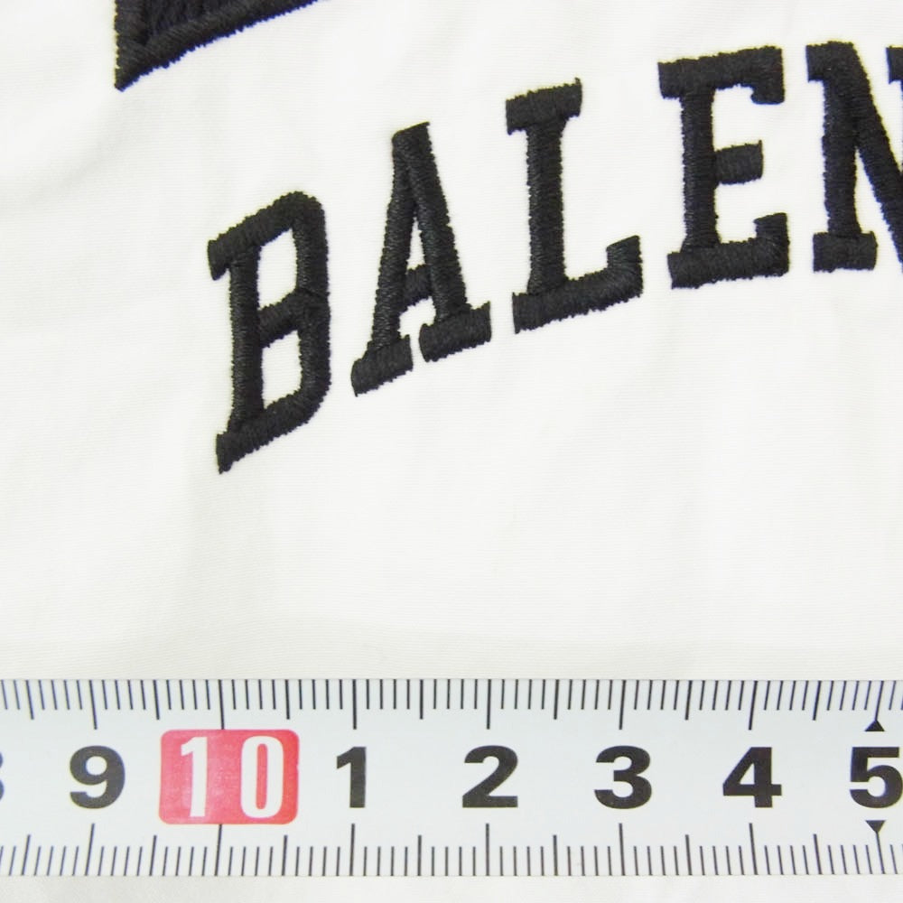 BALENCIAGA バレンシアガ 21SS 690373 TYB18 PARIS ロゴ刺繍 クロップド ボタンダウン 長袖 シャツ ホワイト系 34【中古】