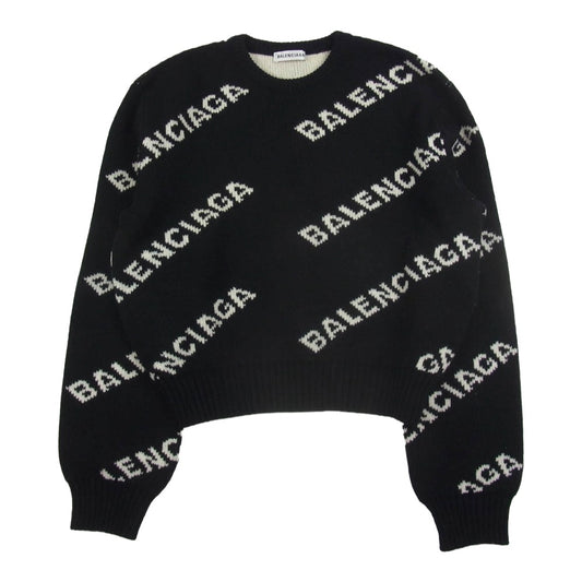 BALENCIAGA バレンシアガ 18AW 529067 T1471 ロゴ 総柄 ニット セーター ブラック系 38【中古】